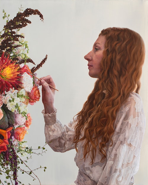 Self-Portrait Painting Flowers